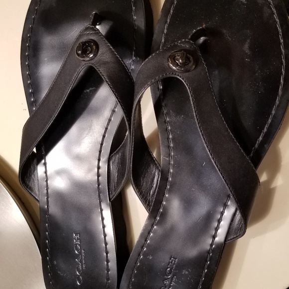 coach black thong sandals